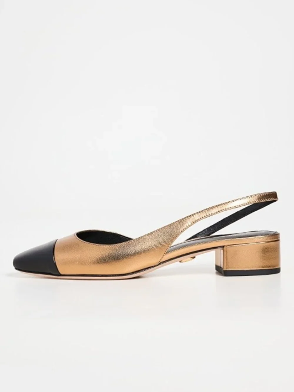 Veronica Beard 'Cecile' Leather Slingback Shoes, Metallic Dark Gold/Black